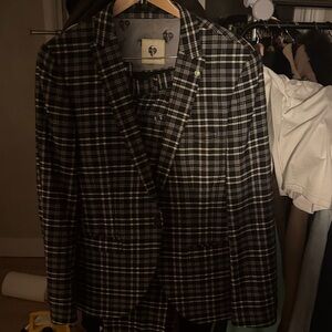 Men's Black and White Plaid Blazer and pants